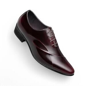 ZRO Lace Up Formal Modern Oxford Dress Shoes Leather Wine Mens US 6.5 EU 36.5